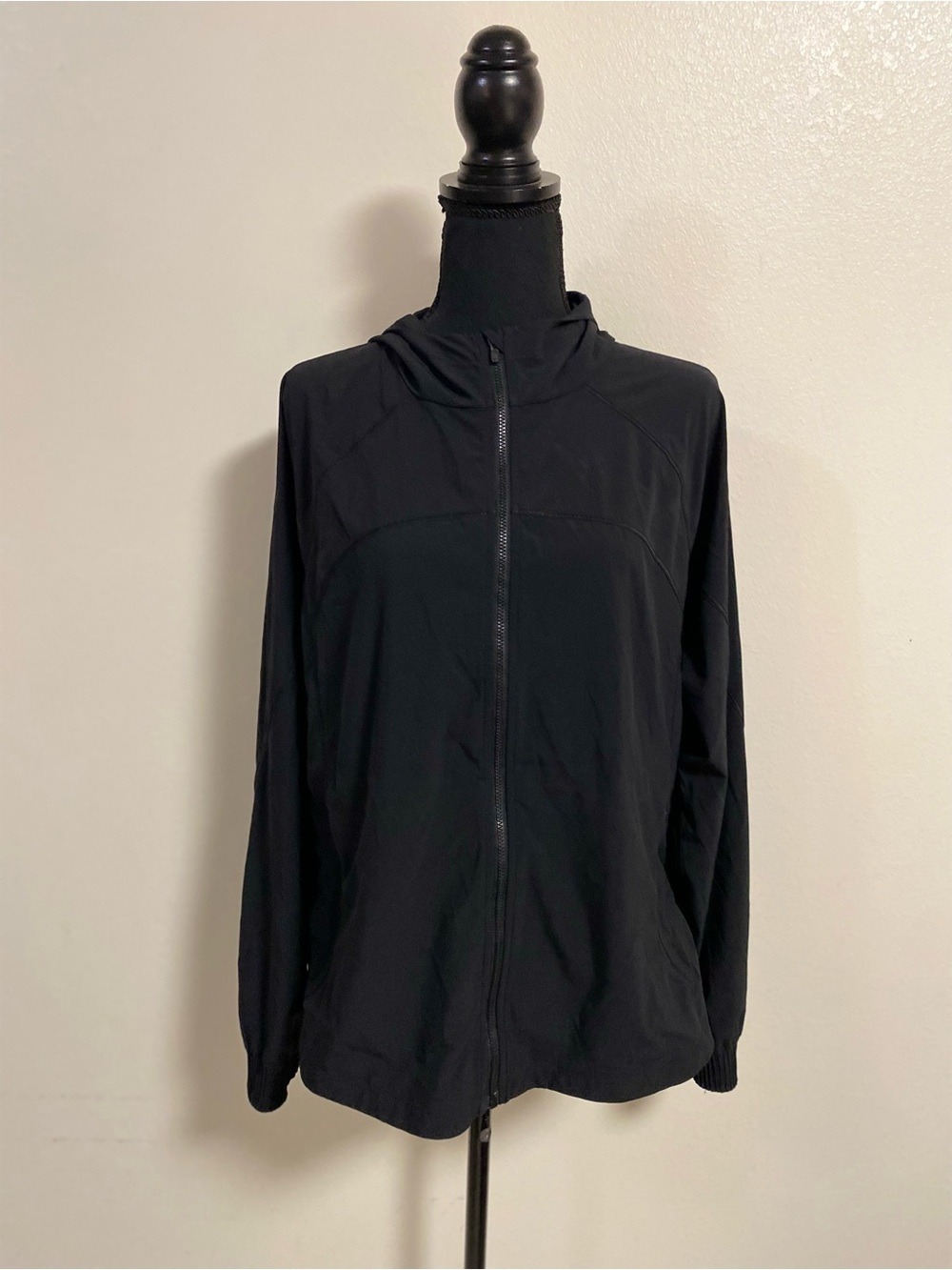 Athleta Jacket Women Size Large Black Run Free Hooded Zip Jacket Lightweight